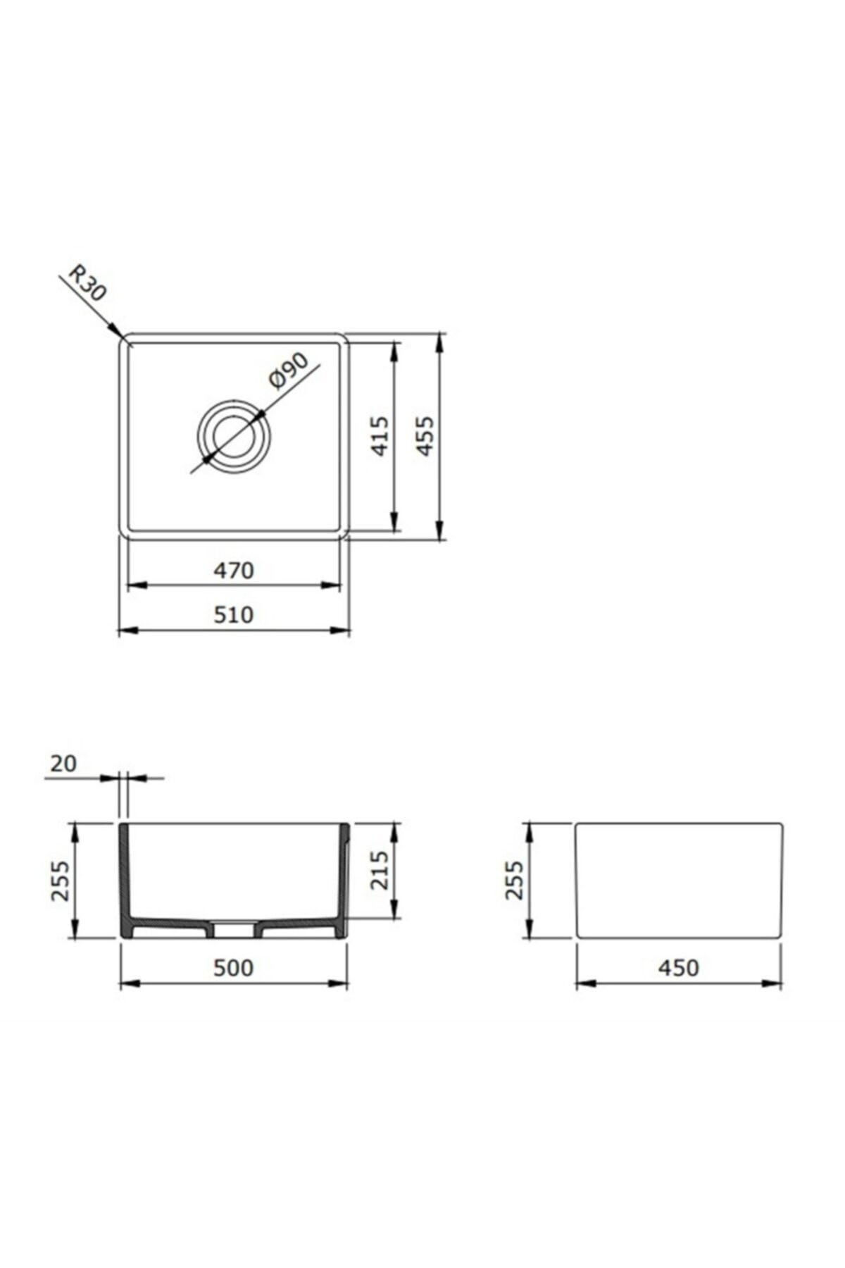 Lavello Mutfak Eviyesi 50 Cm Parlak Siyah 1136-005-0120