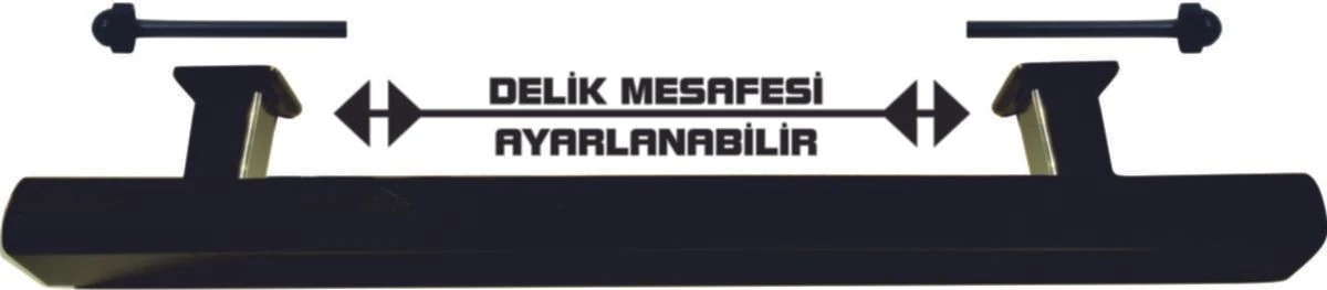 40 cm Ayarlanabilir Çelik Kapı Çekme Kolu, Şık Siyah Tasarım