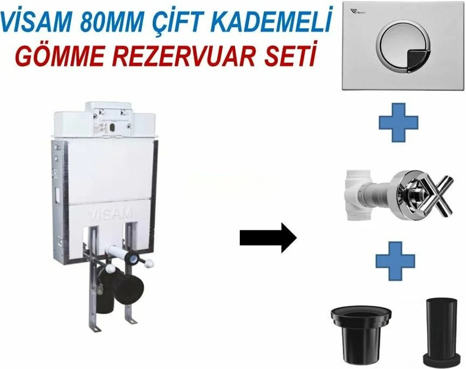Gömme Rezervuar Slim 80 Asma Klozet Için +Kumanda Paneli
