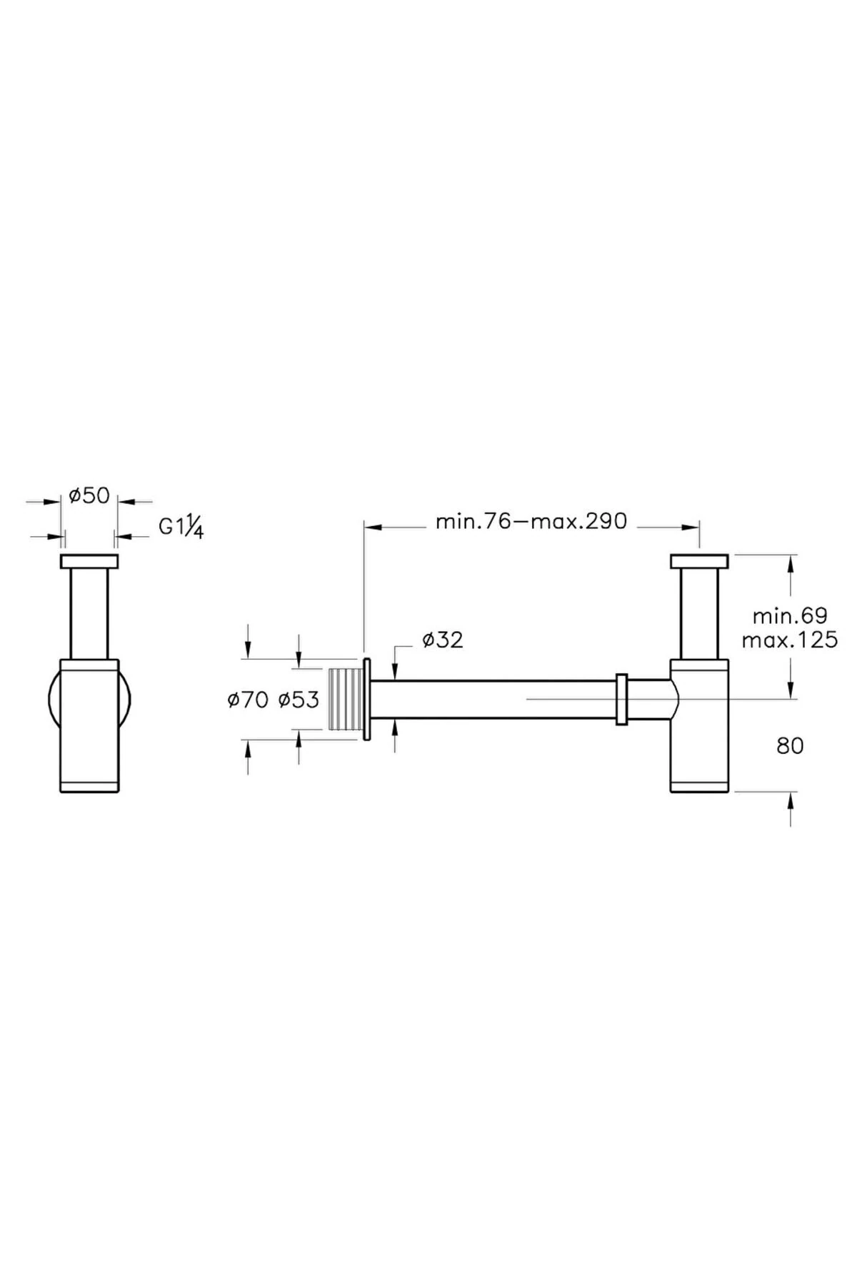 Origin A4512336 Lavabo Sifonu, T Tipi, Mat Siyah