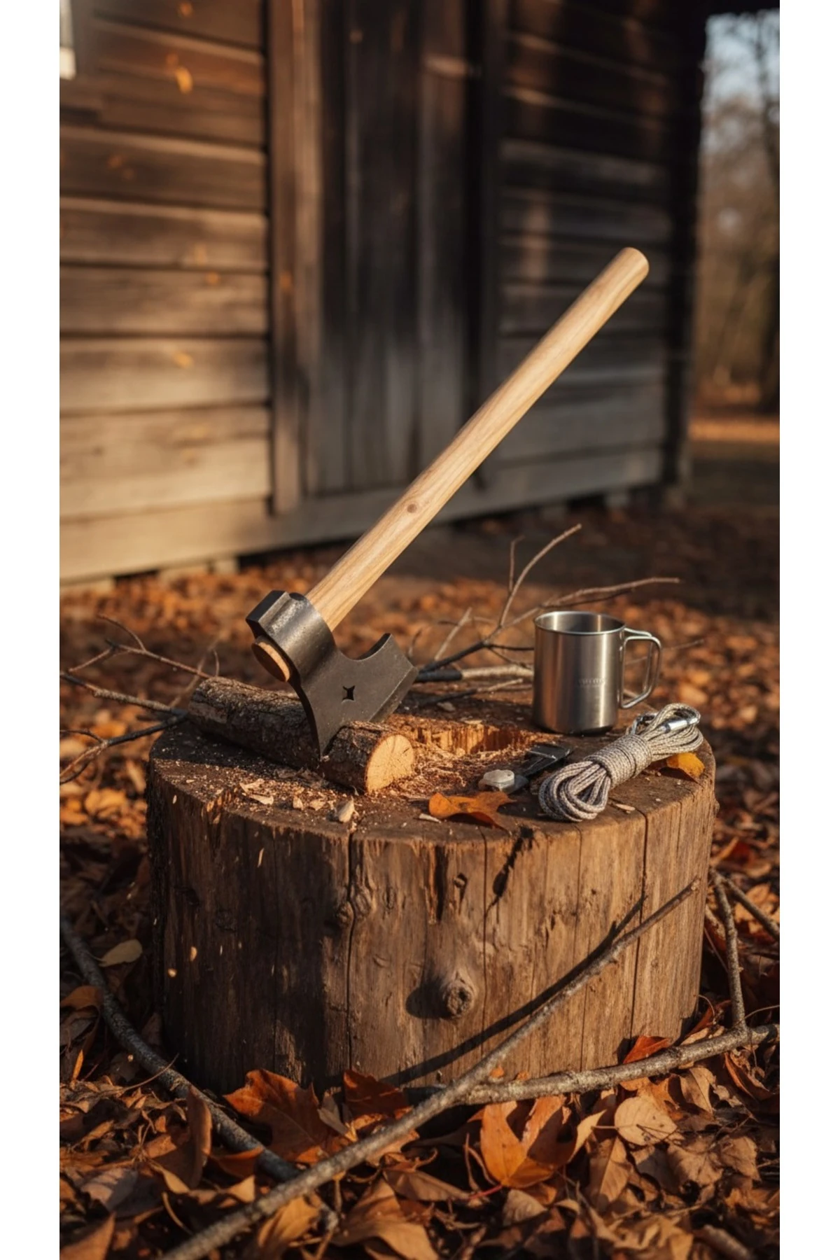 Dövme Demir Çelik Kamp Baltası Nacak-gürgen Ağaç Saplı, Ay Yıldız Motifli