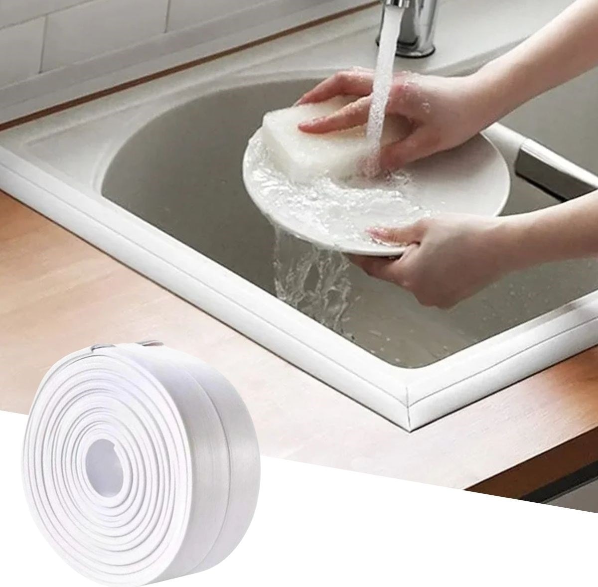 Su Sızdırmaz Banyo Mutfak Lavabo Küvet Izolasyon Şerit Bant,lavabo Kenar Bandı 3.2 mt x 38 mm