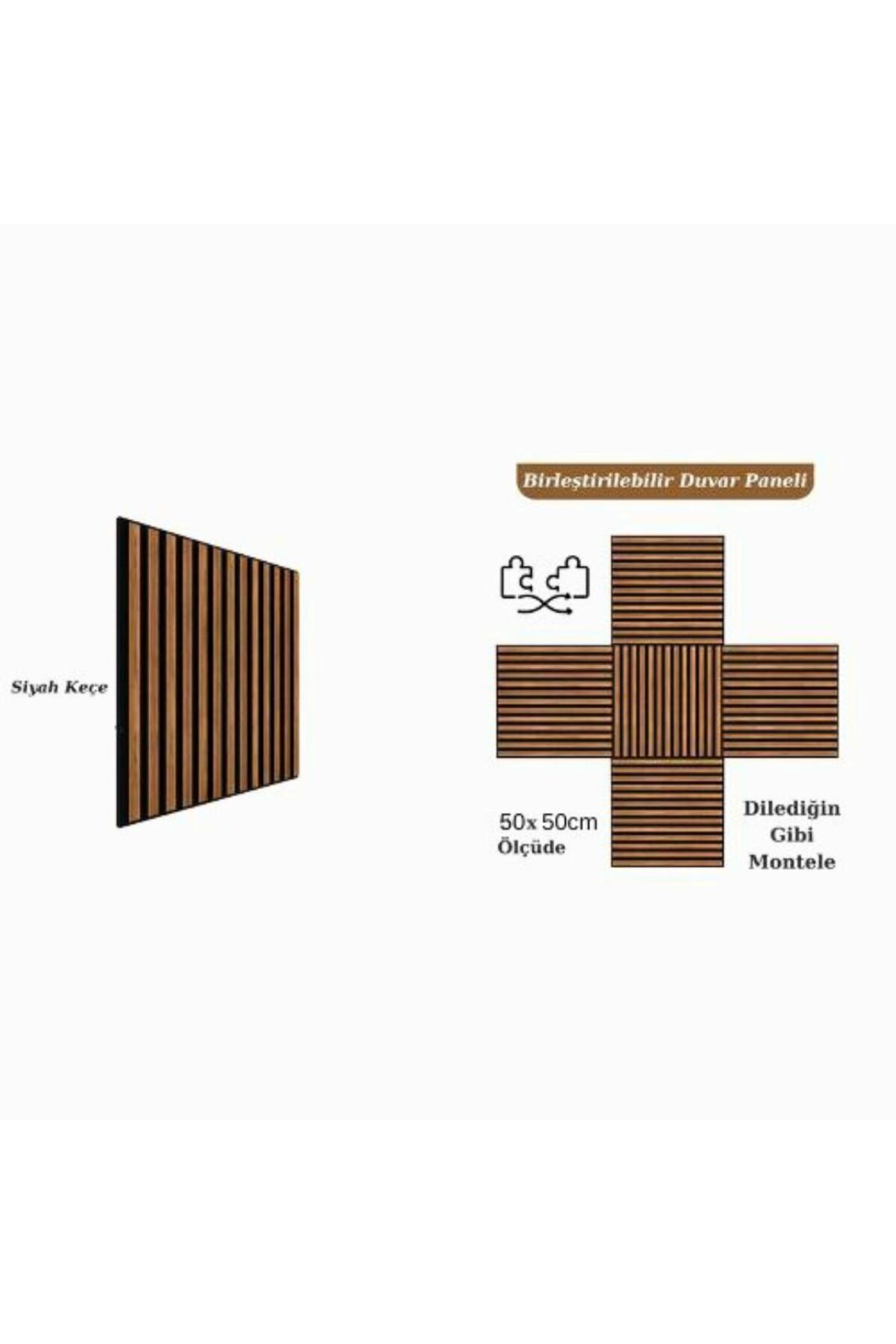 Mdf Ahşap Akustik Duvar Ve Tavan Kaplama Paneli 50 X 50 Cm Teak