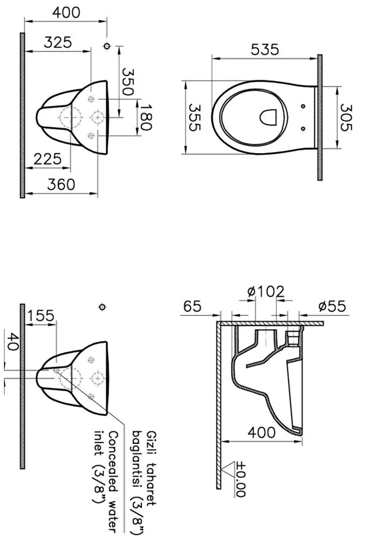 5959l003-0850 Arkitekt Asma Klozet Ve 109-003-909 Yavaş Kapanır Univ.1 NP Kapak 109-003-909