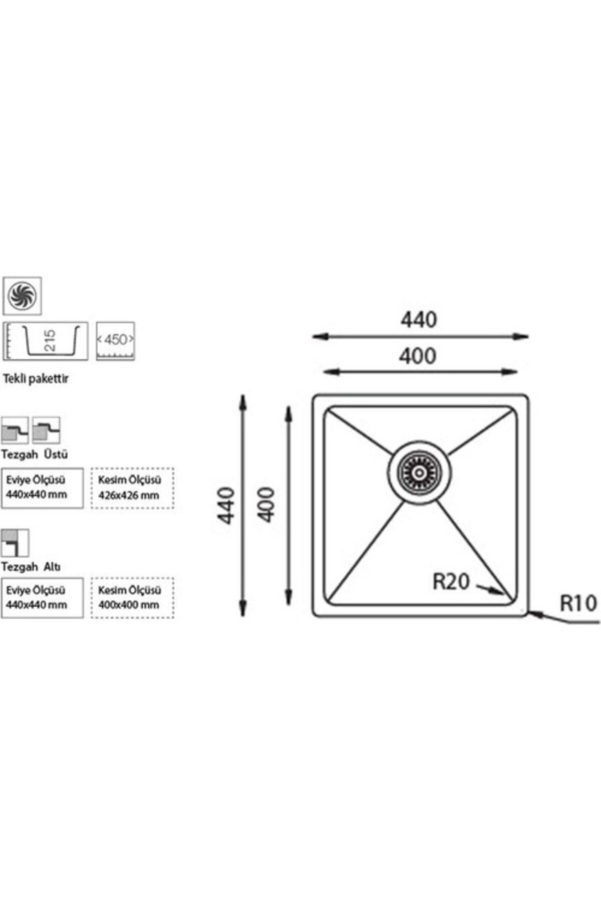 Me 400 Evye, Tezgah Altı-üstü Mutfak Eviyesi