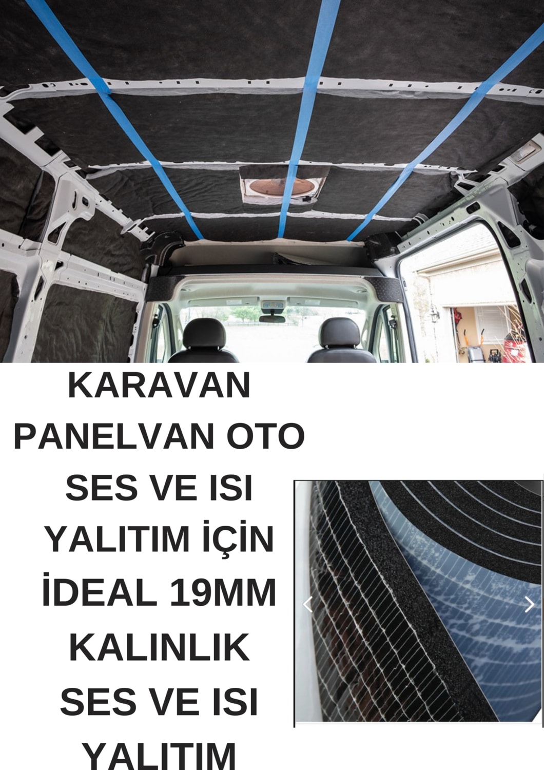 19 mm -100X100 cm Kendinden Yapışkan Kauçuk Oto Karavan-Panelvan Isı ve Ses Yalıtım Tekne Konteyner