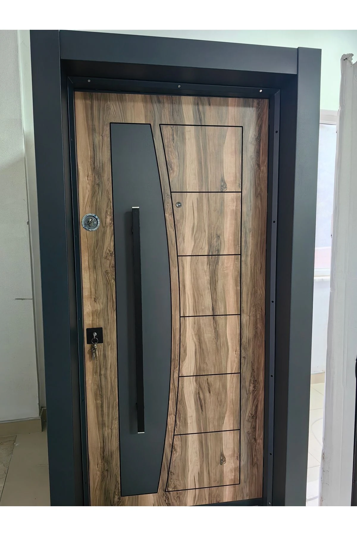 ÇELİK KAPI Sağ doğal ahşap