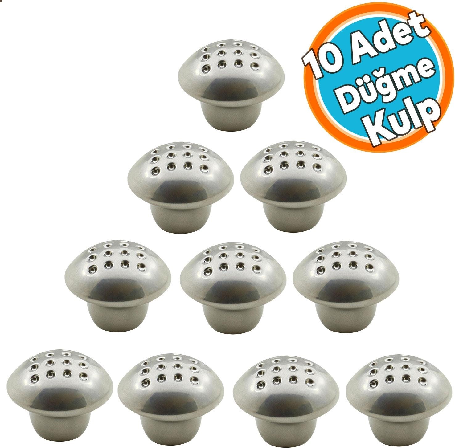 10 Adet Düğme Mobilya Mutfak Kulp Çekmece Dolap Kapak Kulbu Krom Metal