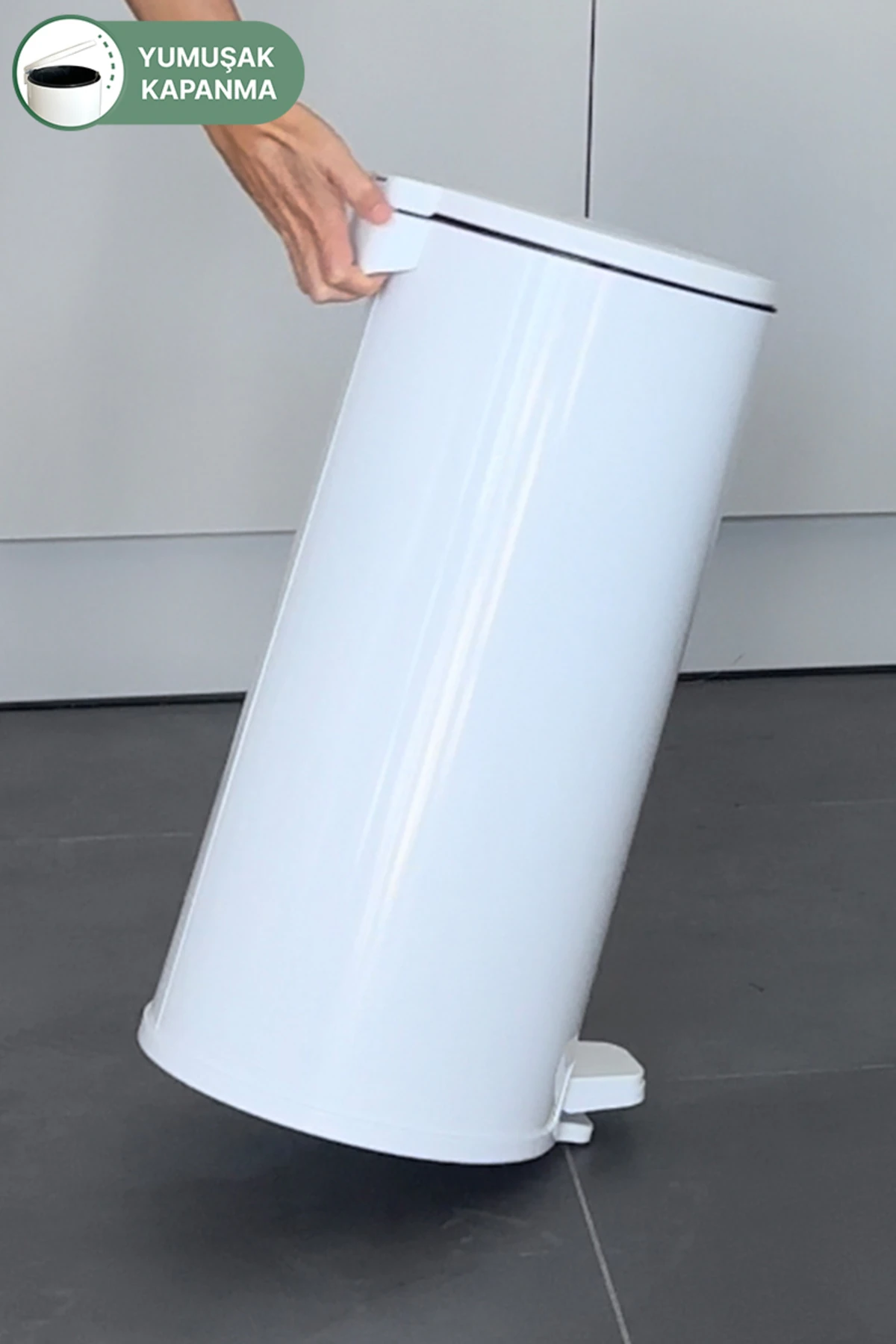 Cigo Pedallı Mutfak Banyo Çöp Kovası 20 Lt Beyaz-İç Kısım Siyah