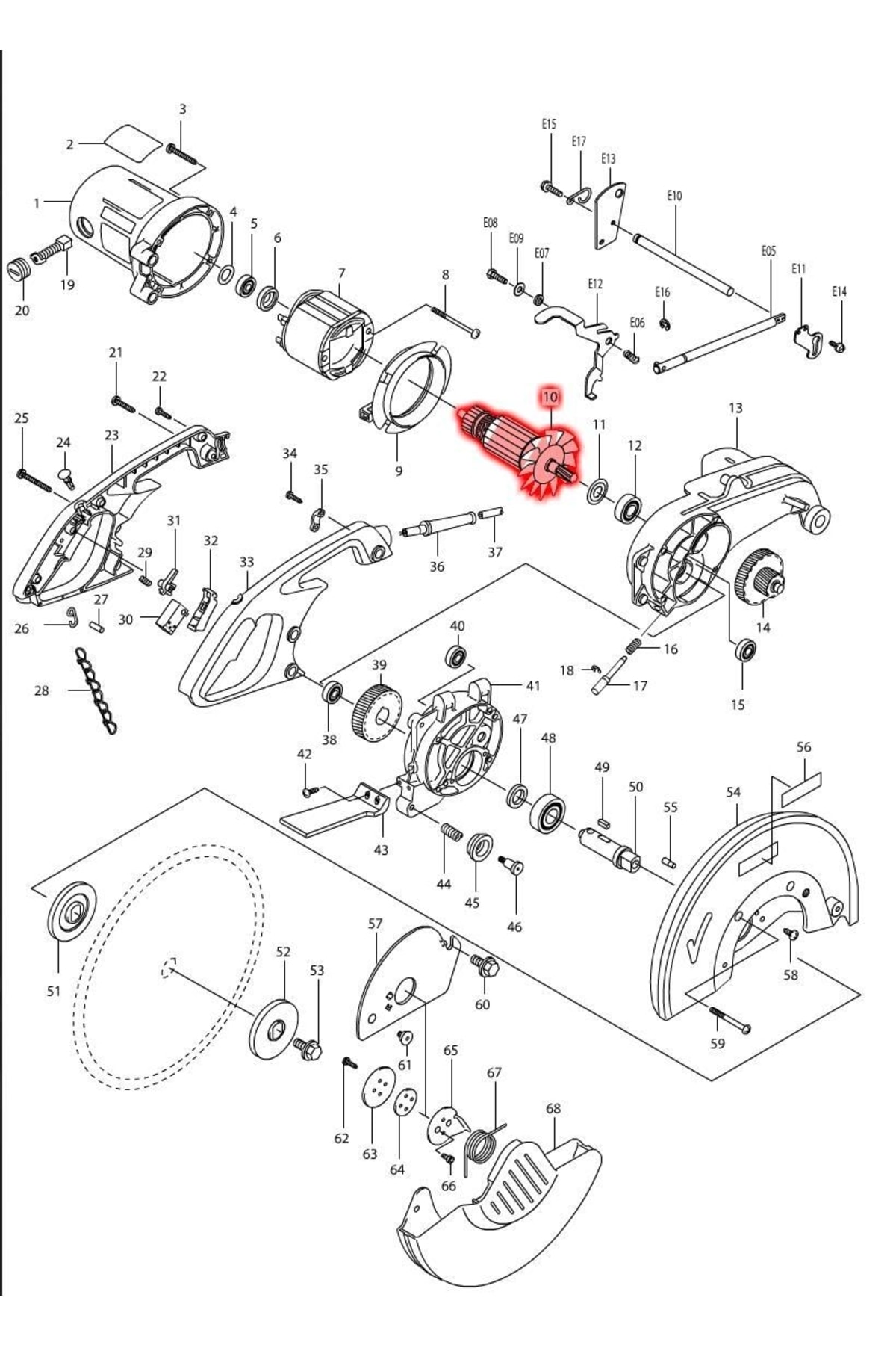 Makita Lc1230 Endüvi Rotor Kollektör Ürün Kodu 510283-9