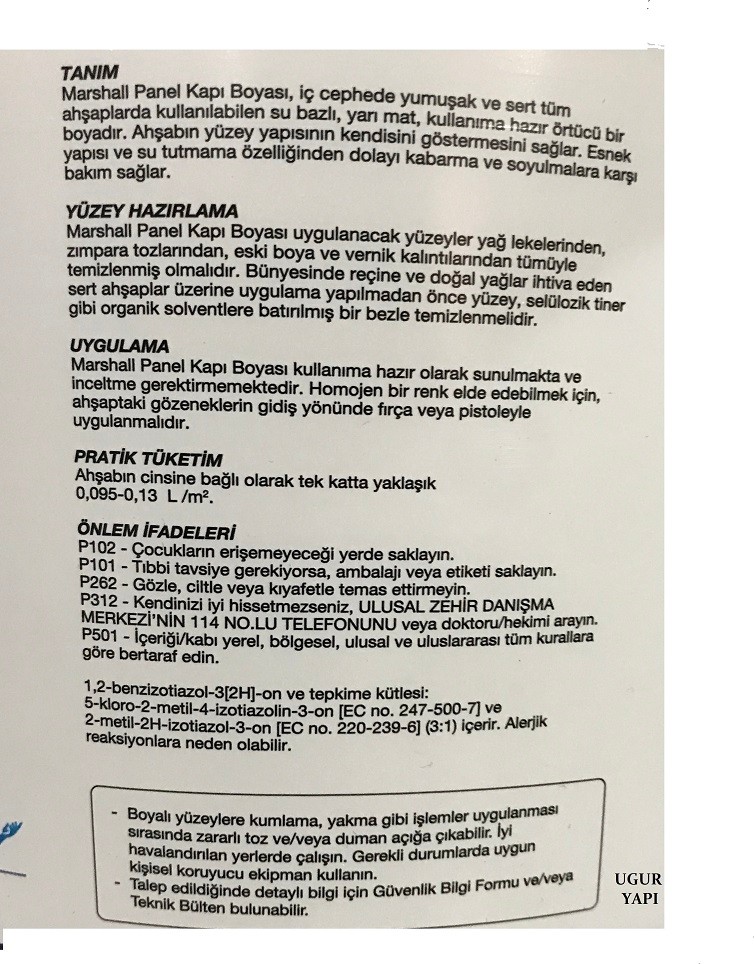 Su Bazlı Amerikan Panel Kapı Boyası 2.5 L