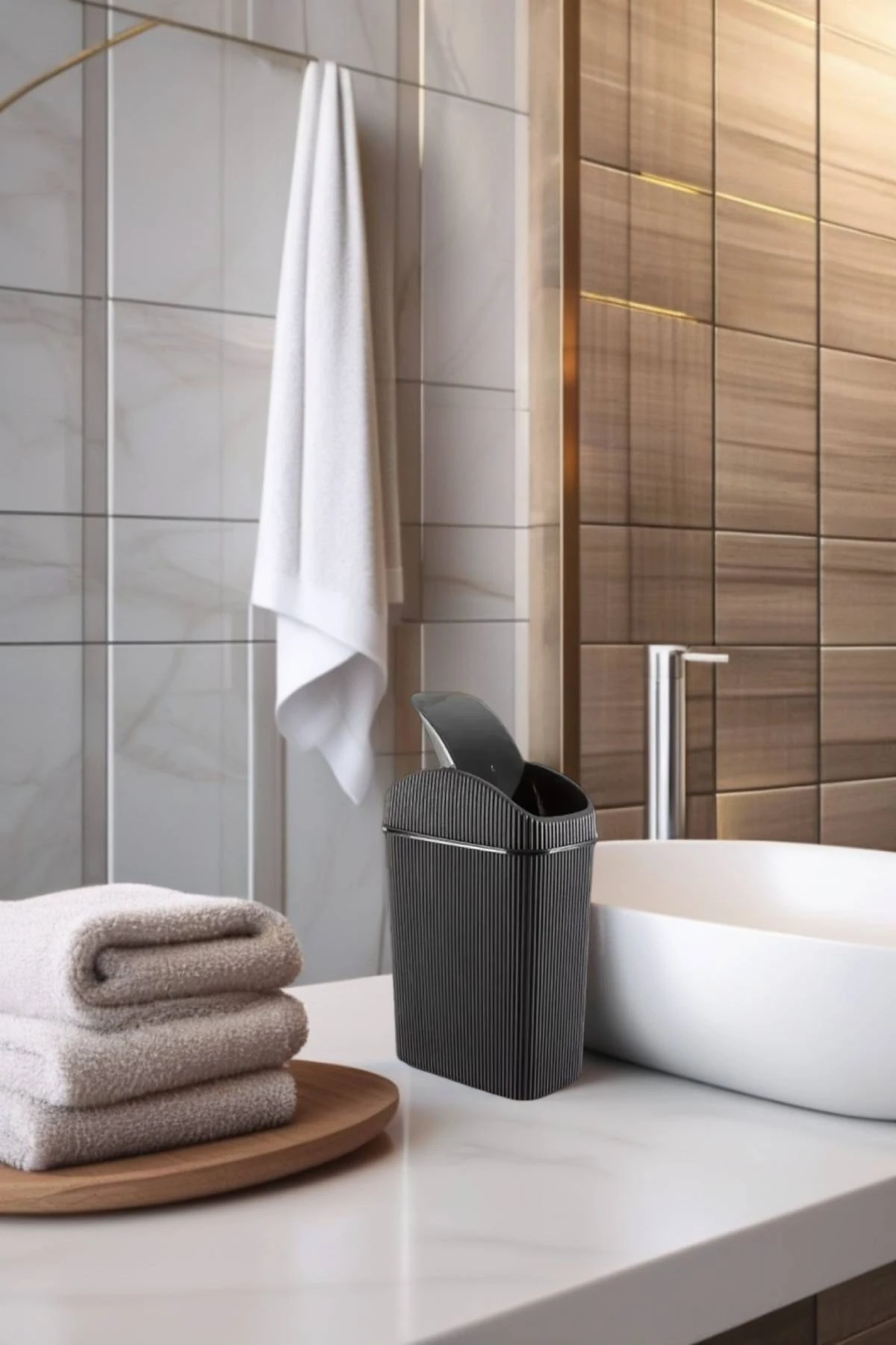 Mini Çöp Kovası, Mutfak, Banyo, Tuvalet, Ofis Çöp Kutusu Siyah