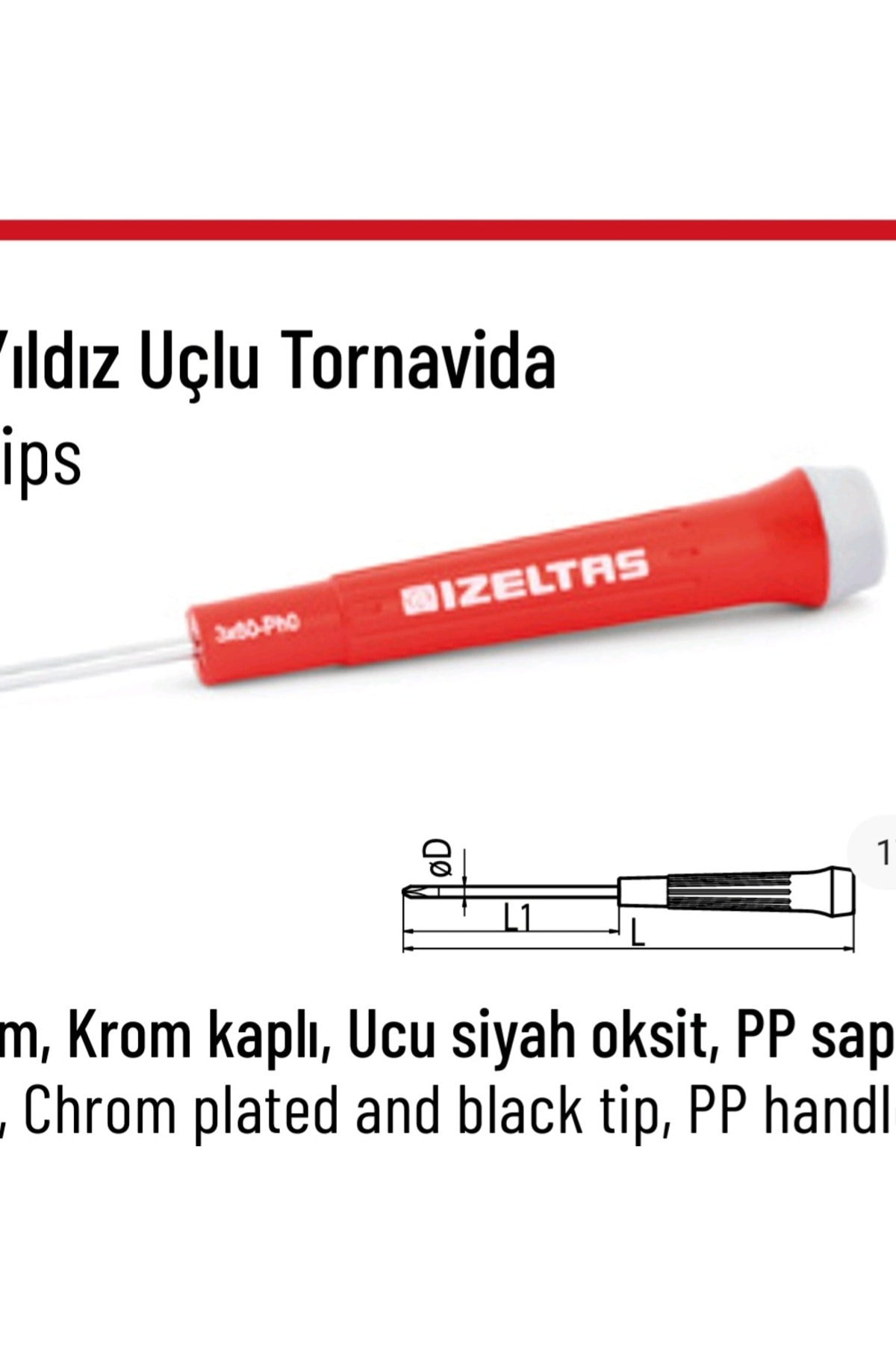 İZELTAŞ Tornavida (Klemens) Yıldız Uçlu 3*60mm