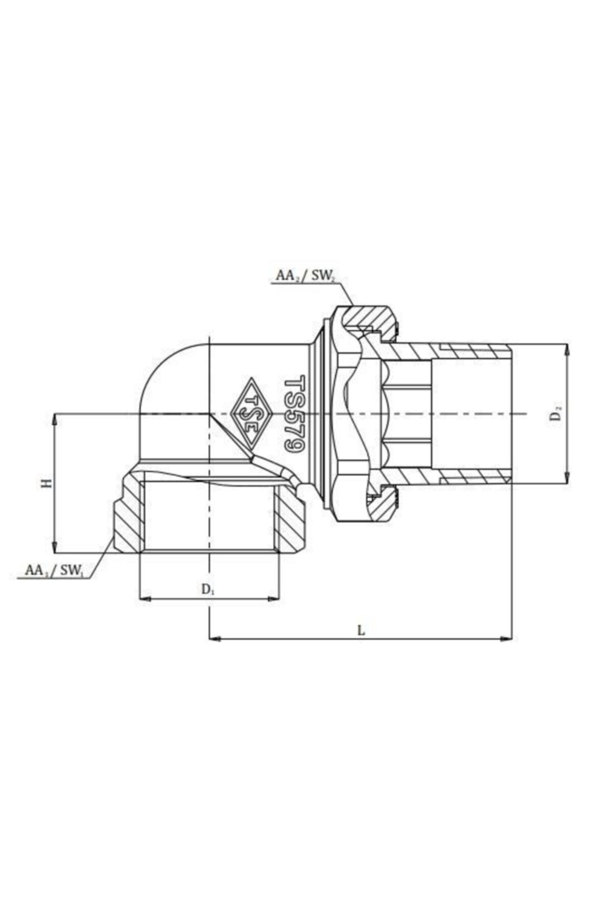1/2'' Köşe Rakor / Rekor 601002002 Su Saatindede Kullanılabl