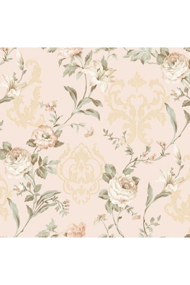 7803-1 SEVEN / Serisi  Çiçek Açan Güller İle Çiçek Damask İle Duvar Kağıdı