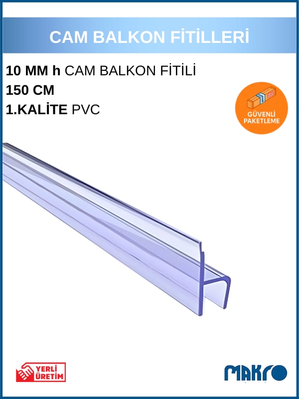 10 mm Küçük H (Y) Cam Balkon Şeffaf Fitil 150 cm