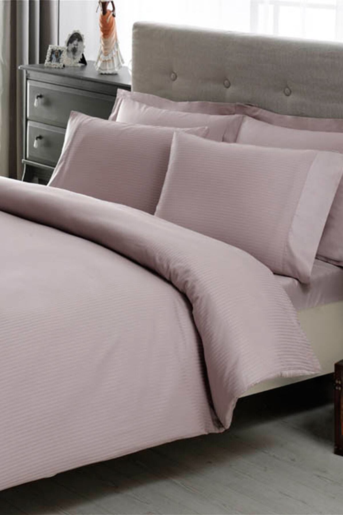Premium Basic King Size Pamuk Saten Nevresim Takımı Lila