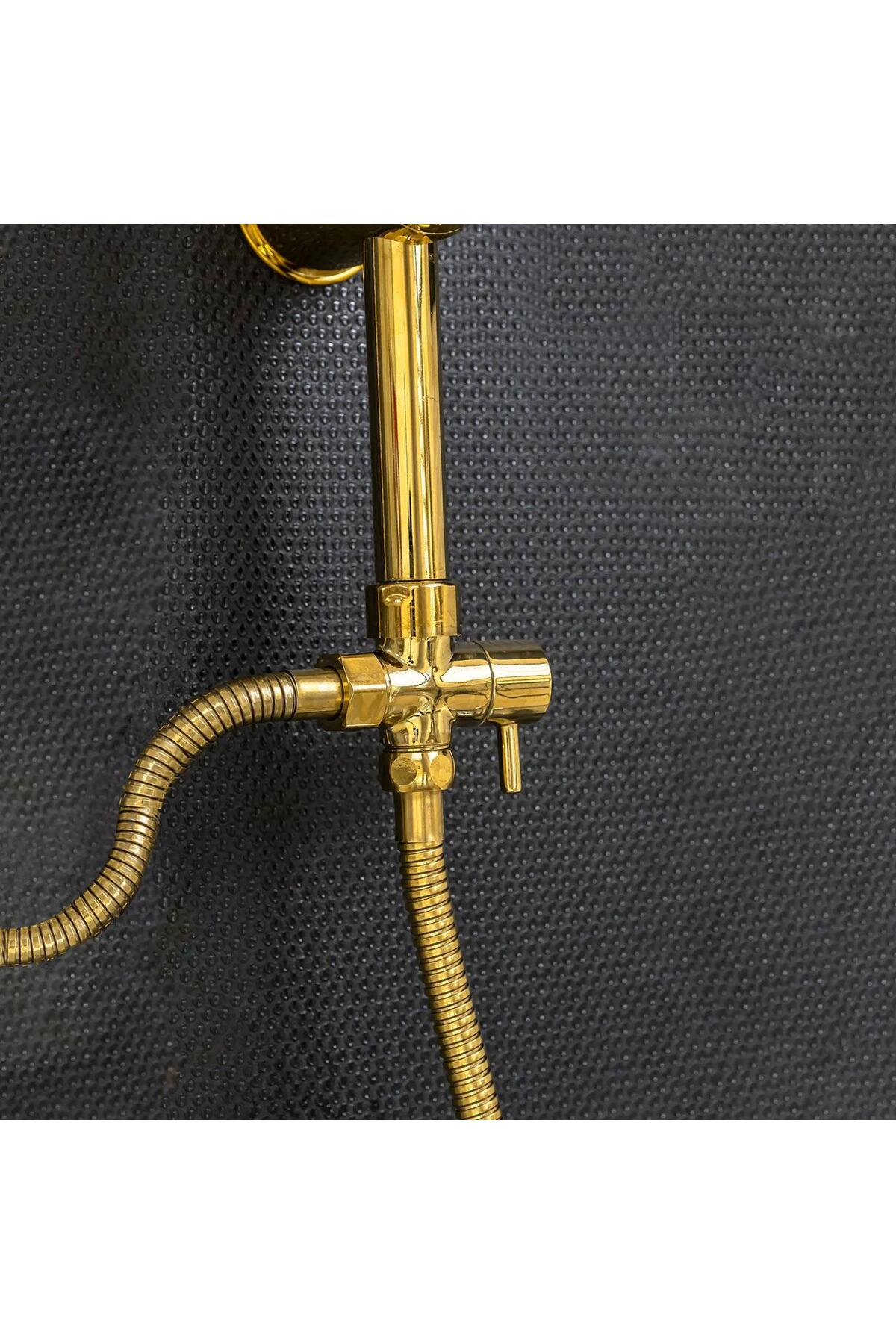 Dayanıklı Gold Kare Robot Tepe Duş Seti Shower Banyo Başlığı Takımı Başlık Sistemi Gold Altın