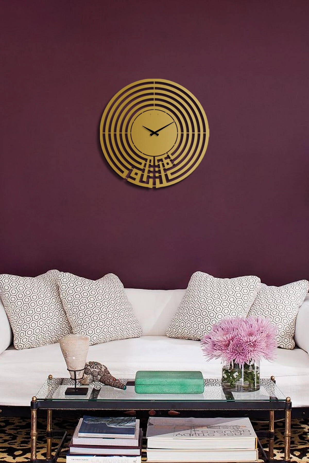 Tevekkül Yazılı Metal Sessiz Duvar Saati - 70 X 70 Cm - Islami Ev Dekorasyon - Wams004