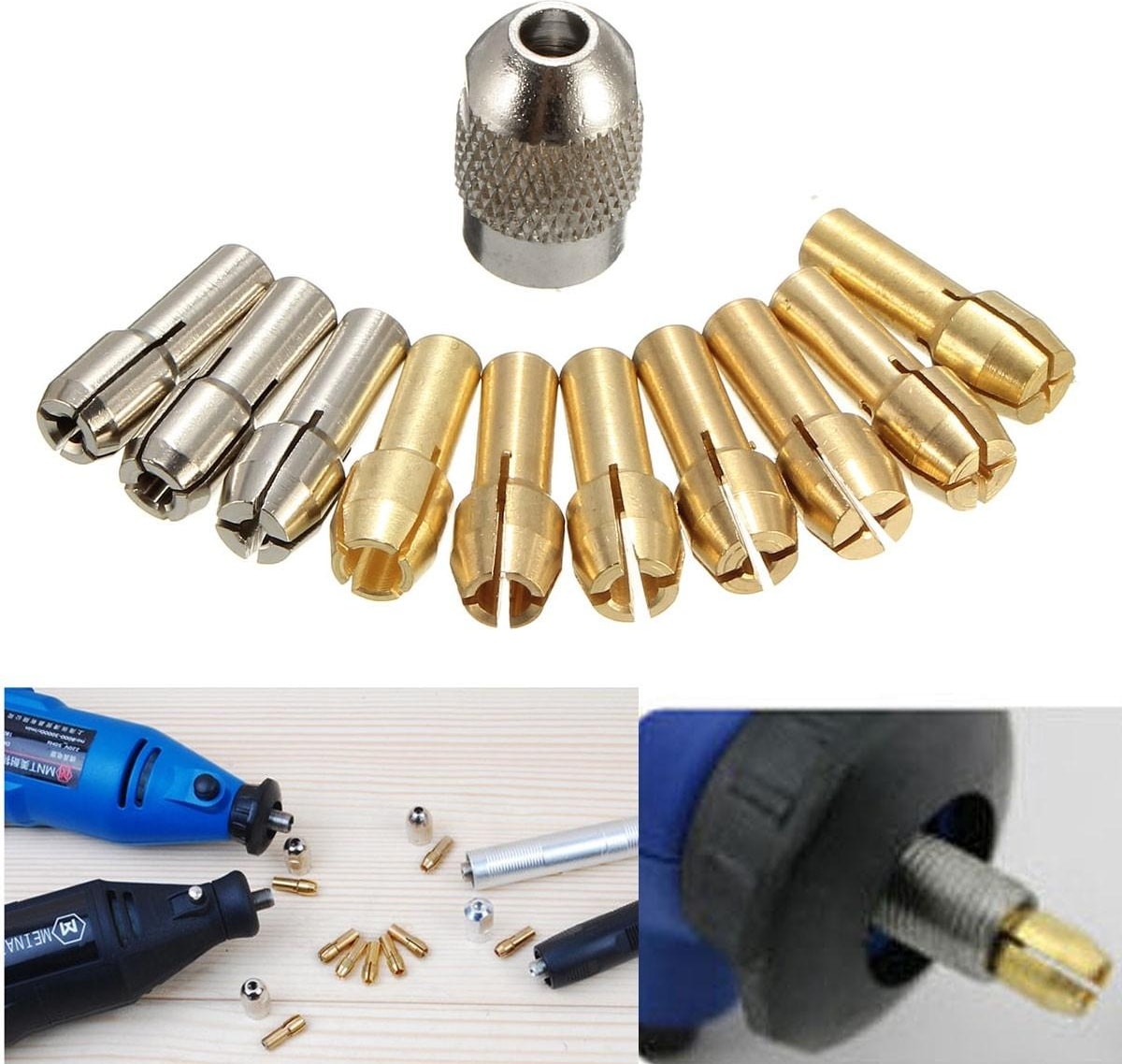 10 Adet Pirinç Matkap Chuck Collet Uçları Dremel Döner Için 0.5-3.2mm 4.3mm Shank (Yurt Dışından)