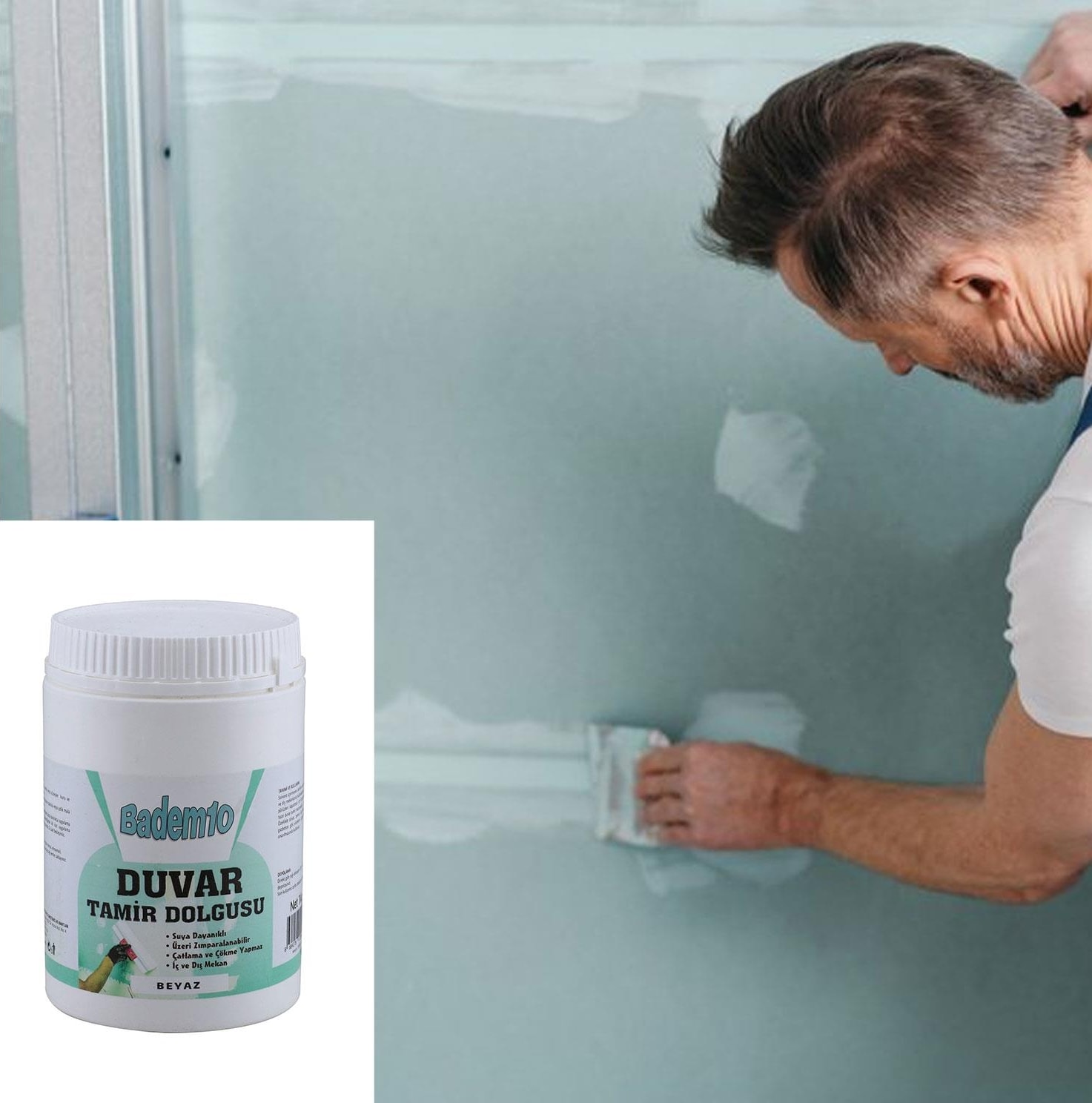 1 kg Duvar Tamir Dolgu Macunu Zemin Alçı Sıva Derin Boşluk Doldurucu Onarıcı Giderici 1000 gr