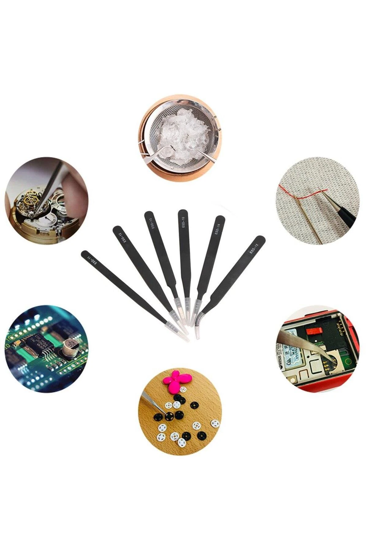 6 Parça Antistatik Esd Hassas Cımbız Seti