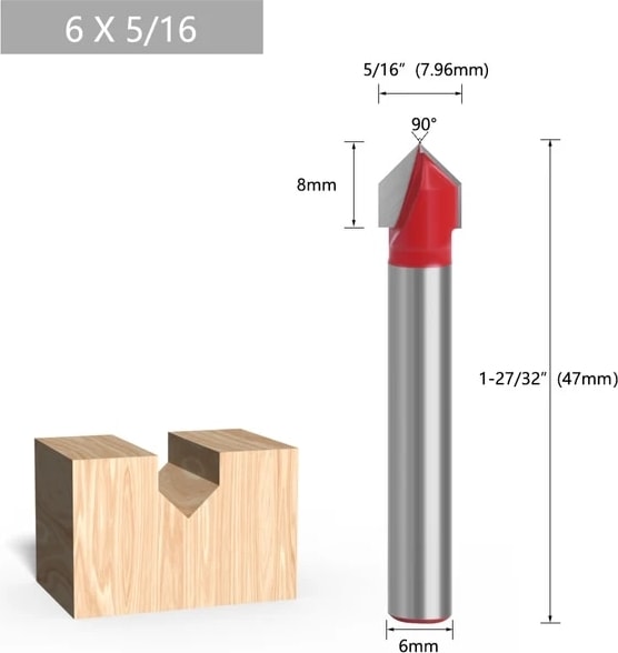 10 1 Adet 1/4 "6.35MM 6mm Shank Freze Kesicisi Ahşap Oyma 90 V Tipi Planya Kesici Oyma Kanal Açma Araçları Yönlendirici Bit Seti Güvenlik (Yurt Dışından)