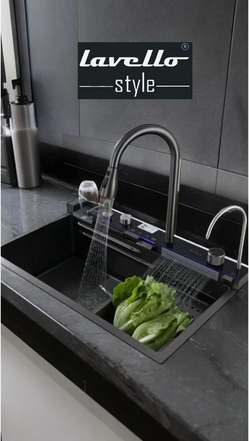 2024 Ultra Teknolojik/akıllı Evye Dijital Göstergeli, Çift Bataryalı, Şelaleli, Akıllı Eviye Seti