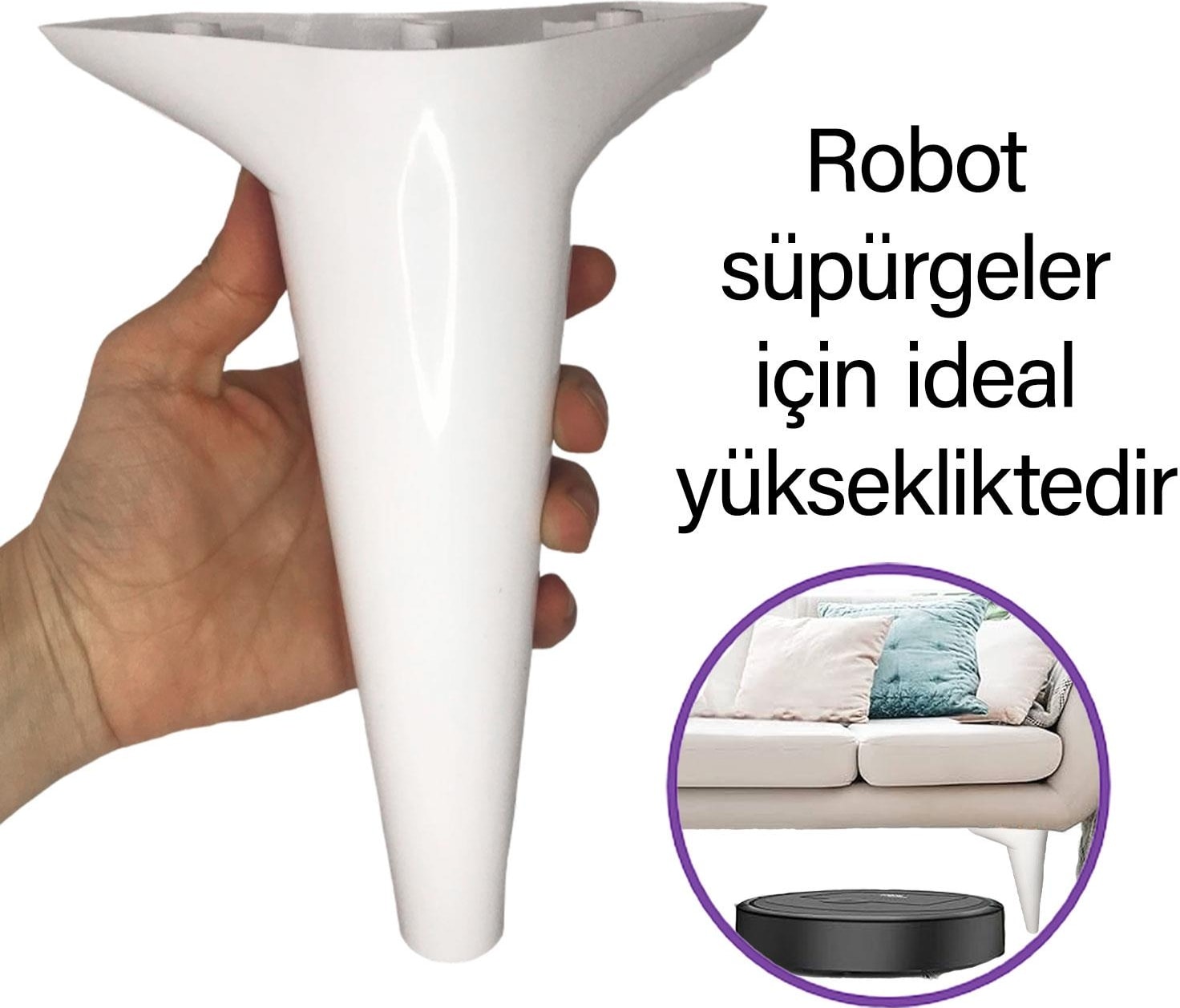 4 Adet Zelve 20 cm Beyaz Lüx Mobilya Kanepe Sehpa Ünite Koltuk Ayağı Baza Ayak