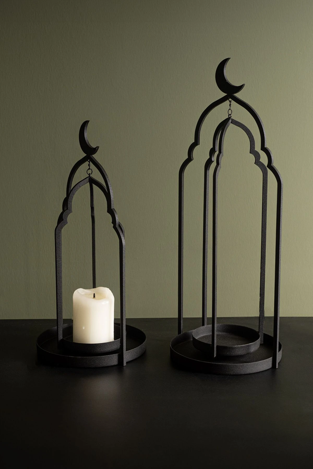 Metal 2'li Islami Mumluk Seti - Siyah Renk Ramazan Süsleri - Islami Ev Dekorasyon - Wamh145