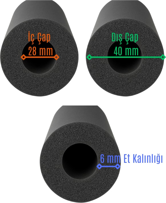 Ø 28/6 mm  R-Flex Prm Izolasyon Kauçuk Boru (2 Mt/ad)