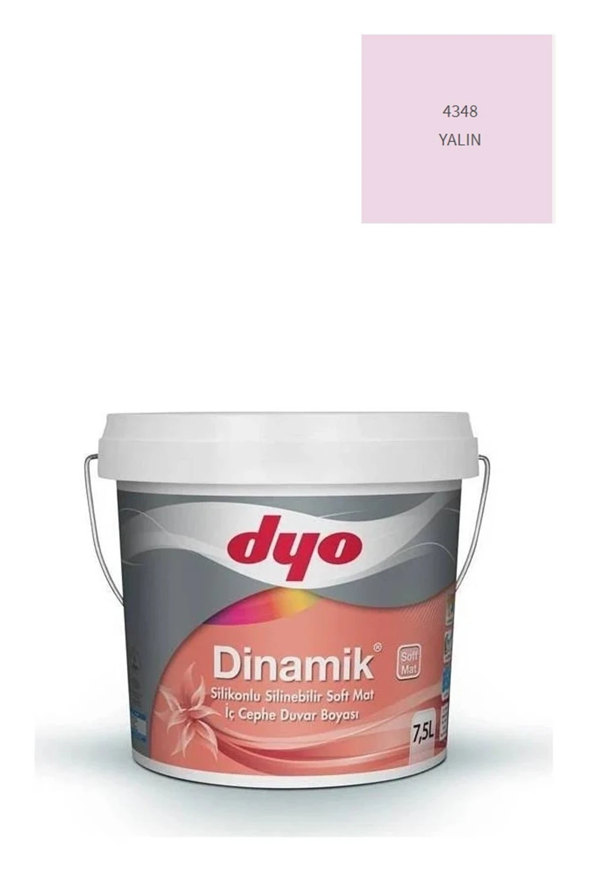 Dyo Dinamik Silikonlu Silinebilir Soft Mat Iç Cephe Duvar Boyası 4348 Yalın 7,5 Lt