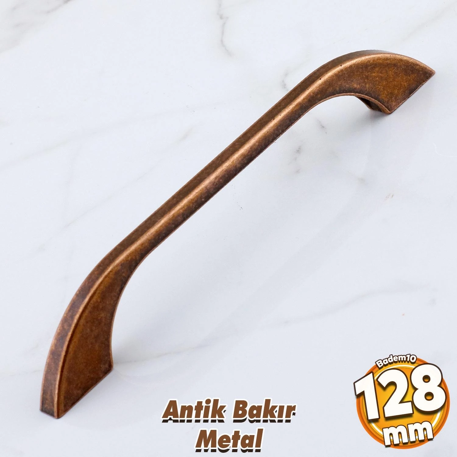Meriç 128 mm - 12.8 cm Eskitme Antik Bakır Metal Mobilya Mutfak Dolabı Kulbu