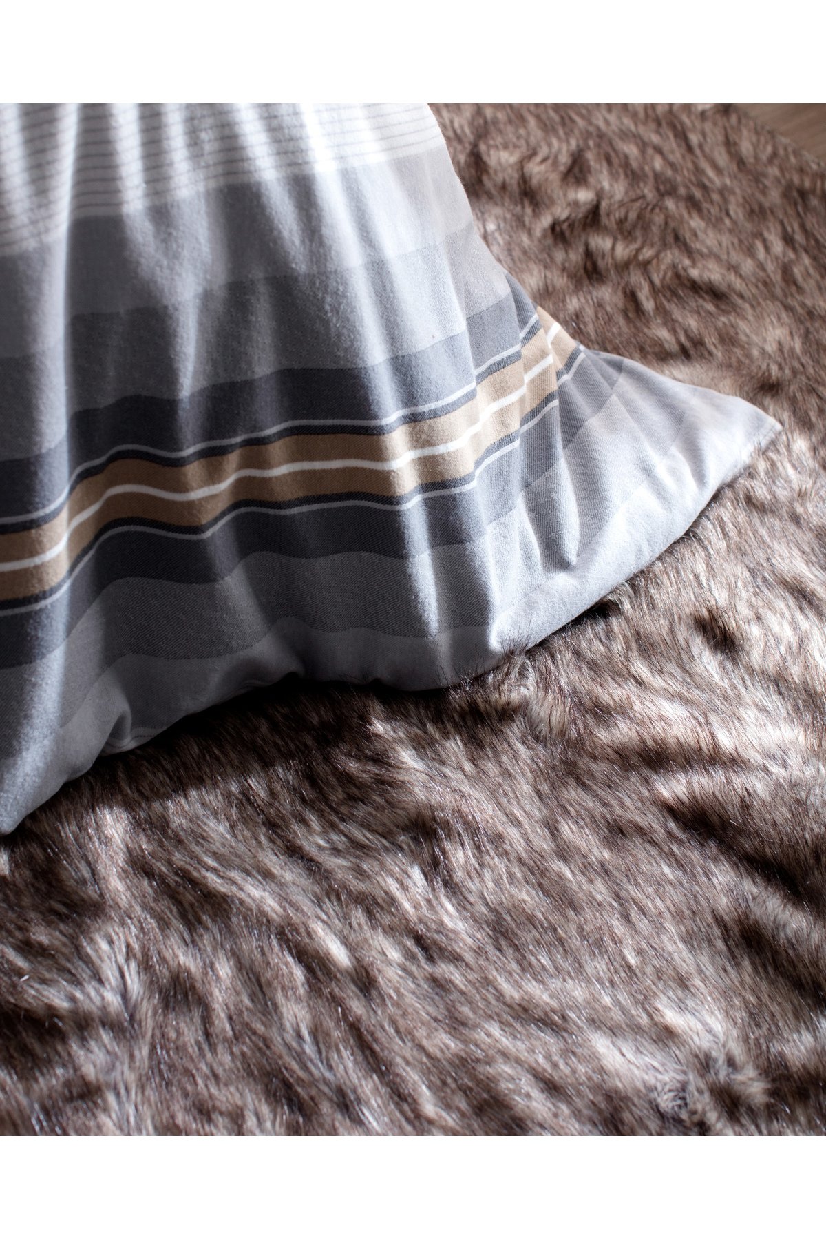 Destry King Size %100 Pamuk Flanel Nevresim Takımı - Gri