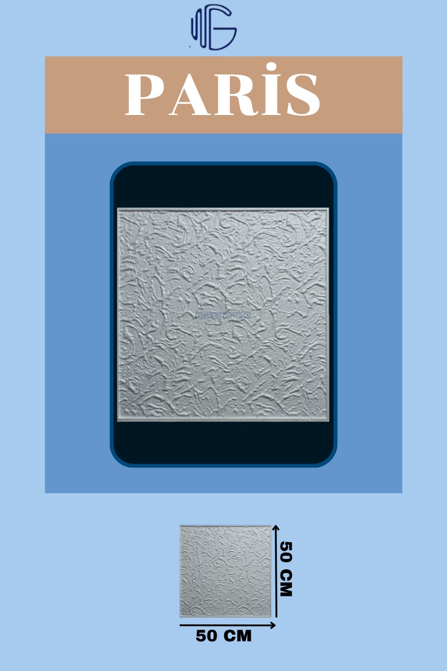 50X50 Stropiyer Tavan Kaplama Gkpç Paris (8 Adet)