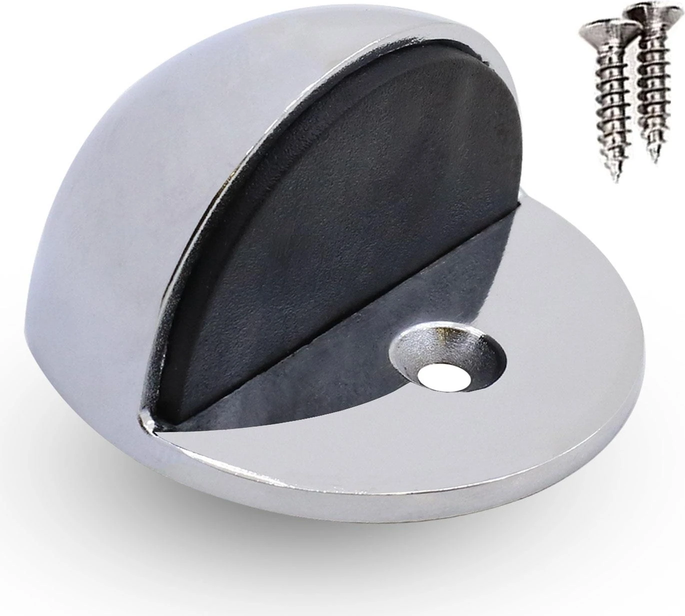 Yarımay Kapı Stoperi Tamponu Vidalı Metal Kapı Stopu Parlak Krom