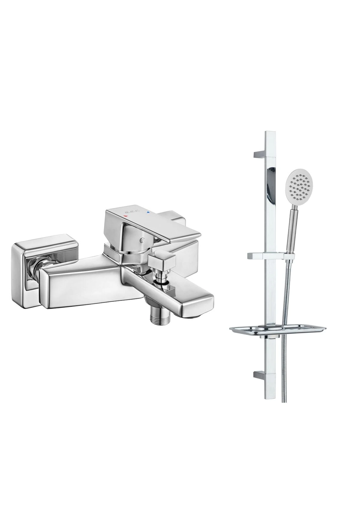 Royal Banyo Bataryası T-may Sardes Mat Inox Kare Borulu Hareketli Sürgülü Duş Seti Üst Takımı