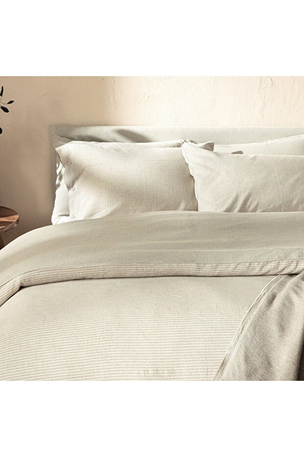 Morıan Nevresim Set 200x220 Cm Natural/Yeşil