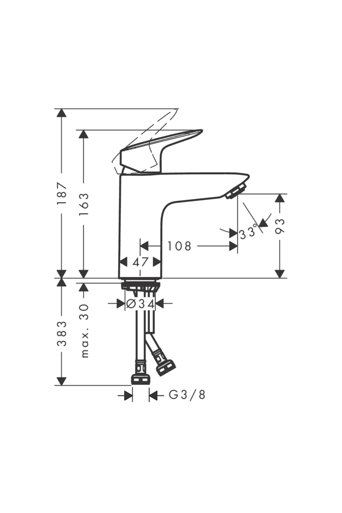 Logis tek Kollu Lavabo Bataryası 100 Kumandasız - 71101000
