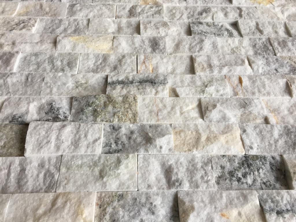 5X10Cm White Mix Doğal Taş Mermer Patlatma Mozaik Duvar Kaplaması