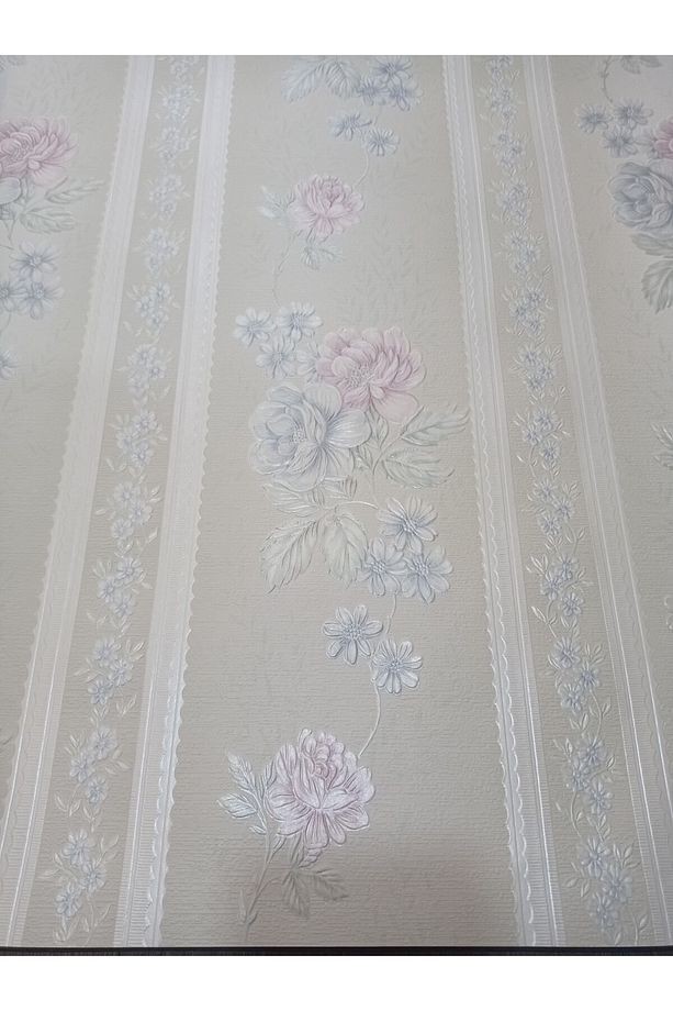 Çiçek Desenli Kabartmalı Silinebilir Duvar Kağıdı (50cm Genişliğinde 10 Metre Uzunluğunda)
