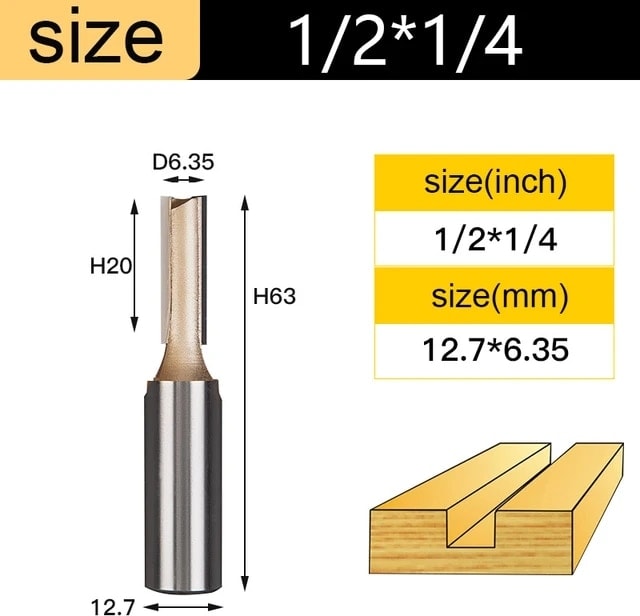 1 Adet Z00113 Tideway Düz Freze Uçları 1/2 1/4 Shank Çift Flüt Dalma Freze Kesici Karbür Uçlu Ağaç Işleme Kırpma Planya Aracı (Yurt Dışından)