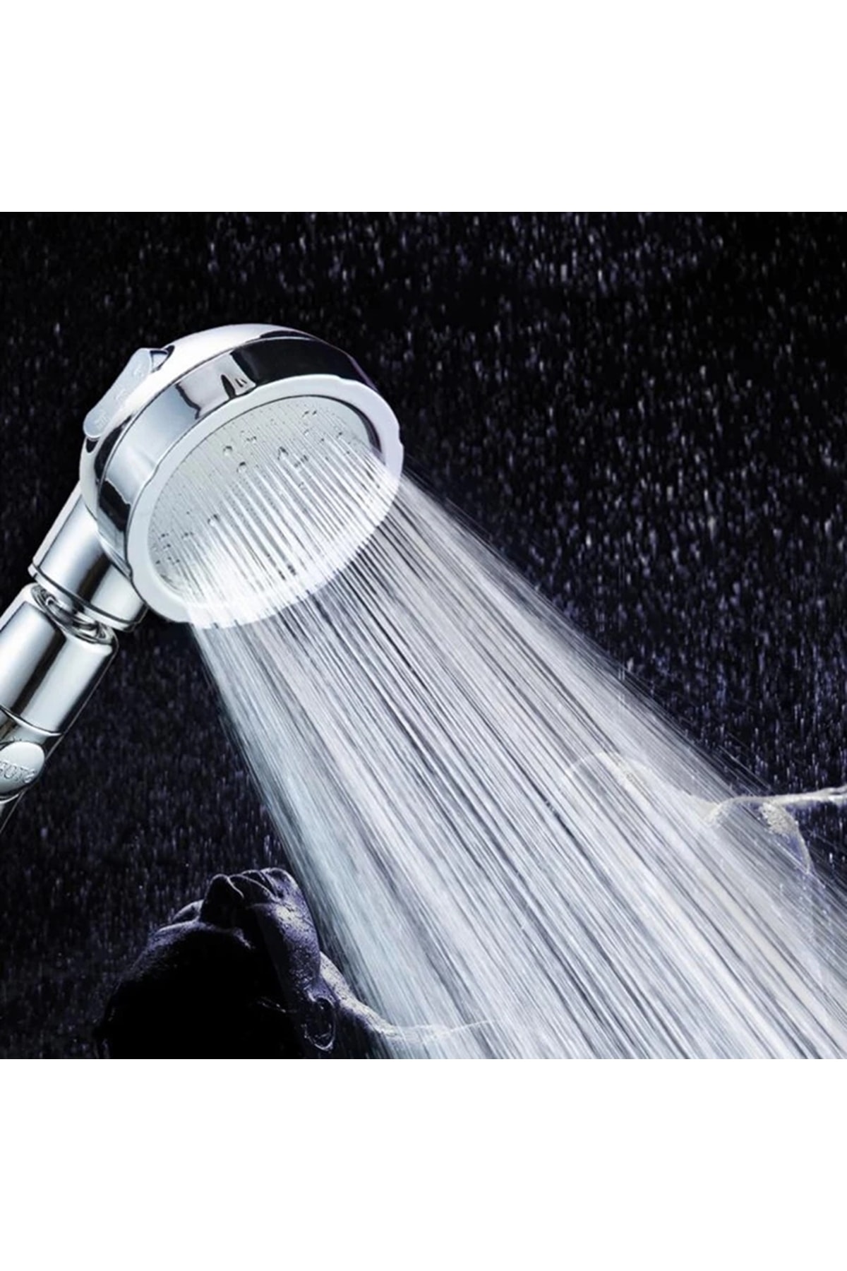 3 Fonksiyonlu Stoplu Krom Duş Başlığı, Krom Mafsal Ve Örgülü Hortum Duş Seti