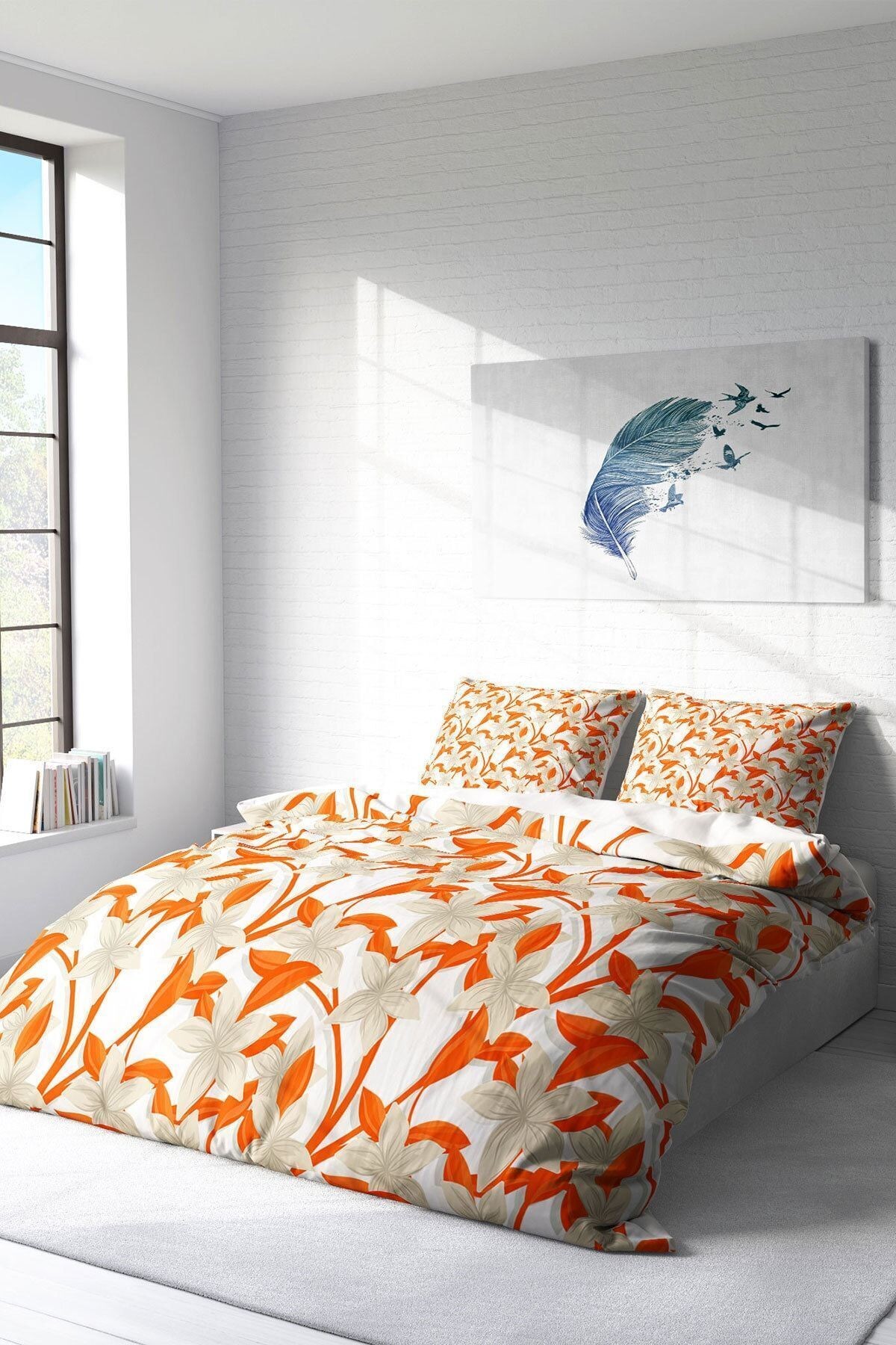 Orange 3d Pamuk Saten Çift Kişilik Nevresim Takımı