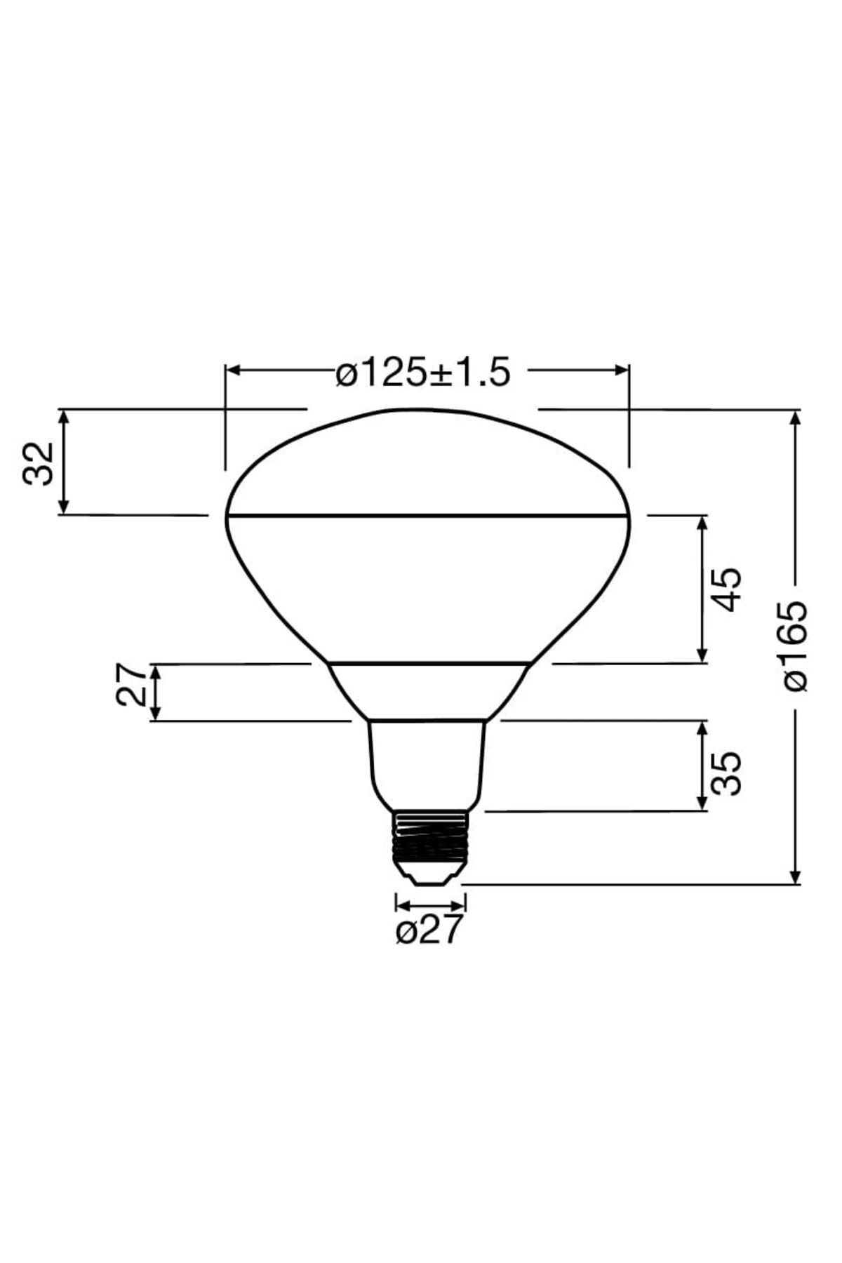 250W Infrared Kırmızı Ampul E27 Isıtıcılı Lamba Kırmızı Işık