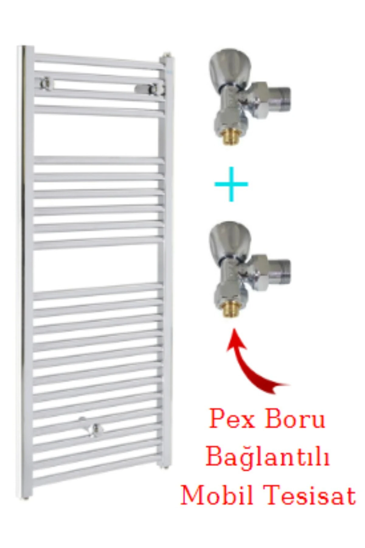 50/110 Düz Krom Havlupan Ve 2 Adet Pex Bağlantılı Krom Havlupan Vanası