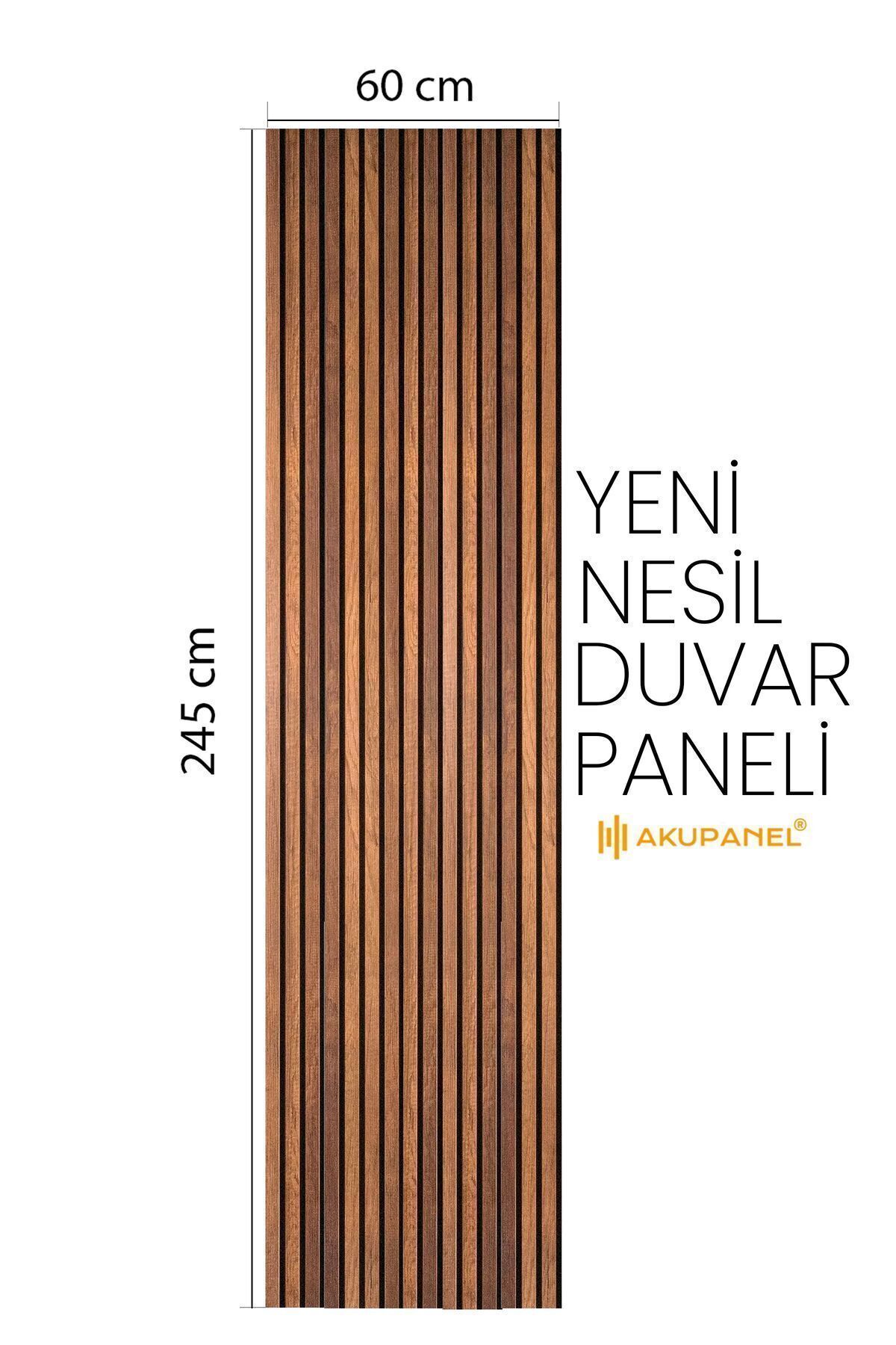 Flex 60x245 cm Ceviz Renk Akustik Ahşap Duvar Paneli