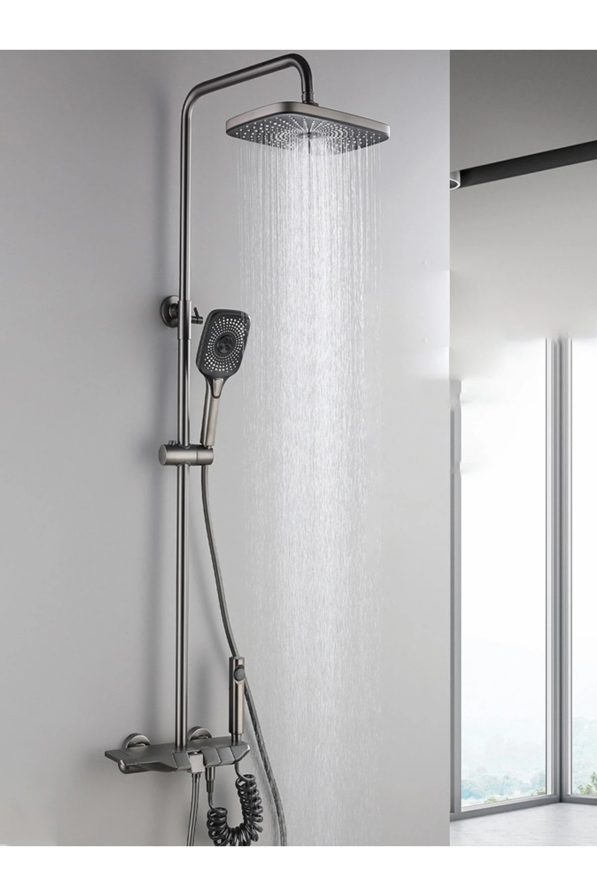 Piyano Gri Tepe Duş Seti