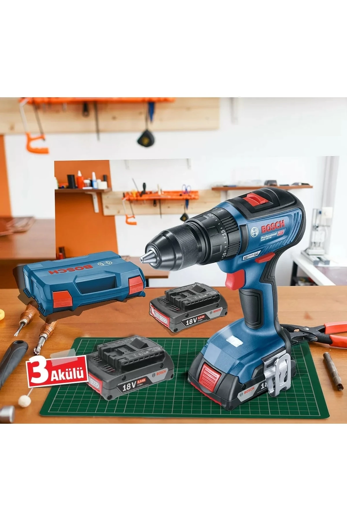 Darbeli Matkap Kömürsüz Şarjlı Matkap Akülü Vidalama (3 Adet 2 Ah Akü) + 103 Parça Aksesuar