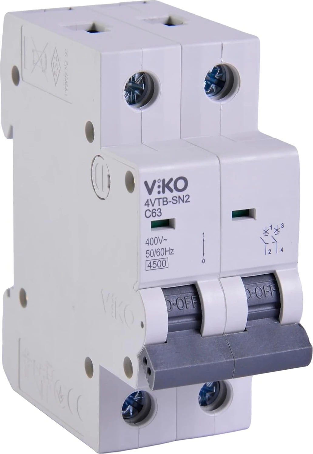 4VTB-2C63 Otomatik Sigorta 4,5ka C Tipi 2 Kutup 63A